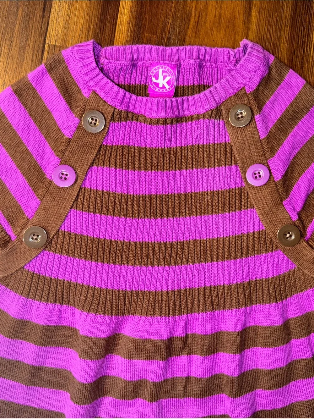 Justice Girls XL Purple Brown Striped Knit Sweater Dress Fall